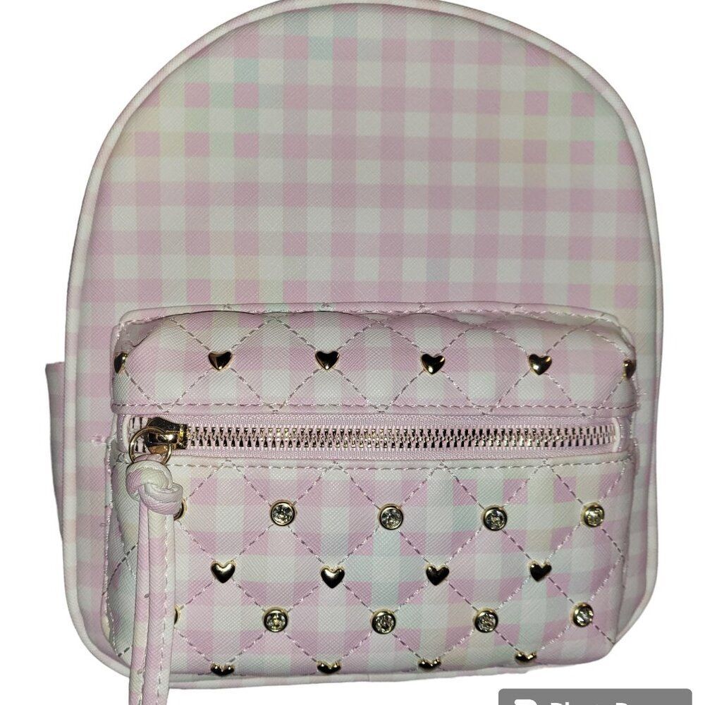 Under One Sky Pink and white plaid Mini Backpack